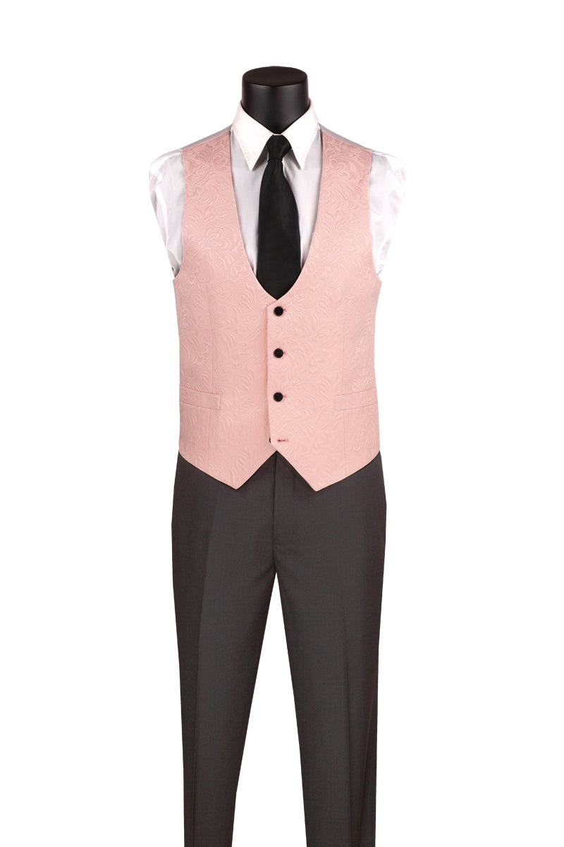 Vinci Philosophy Slim Fit 3-Piece Vested Jacquard Tuxedo