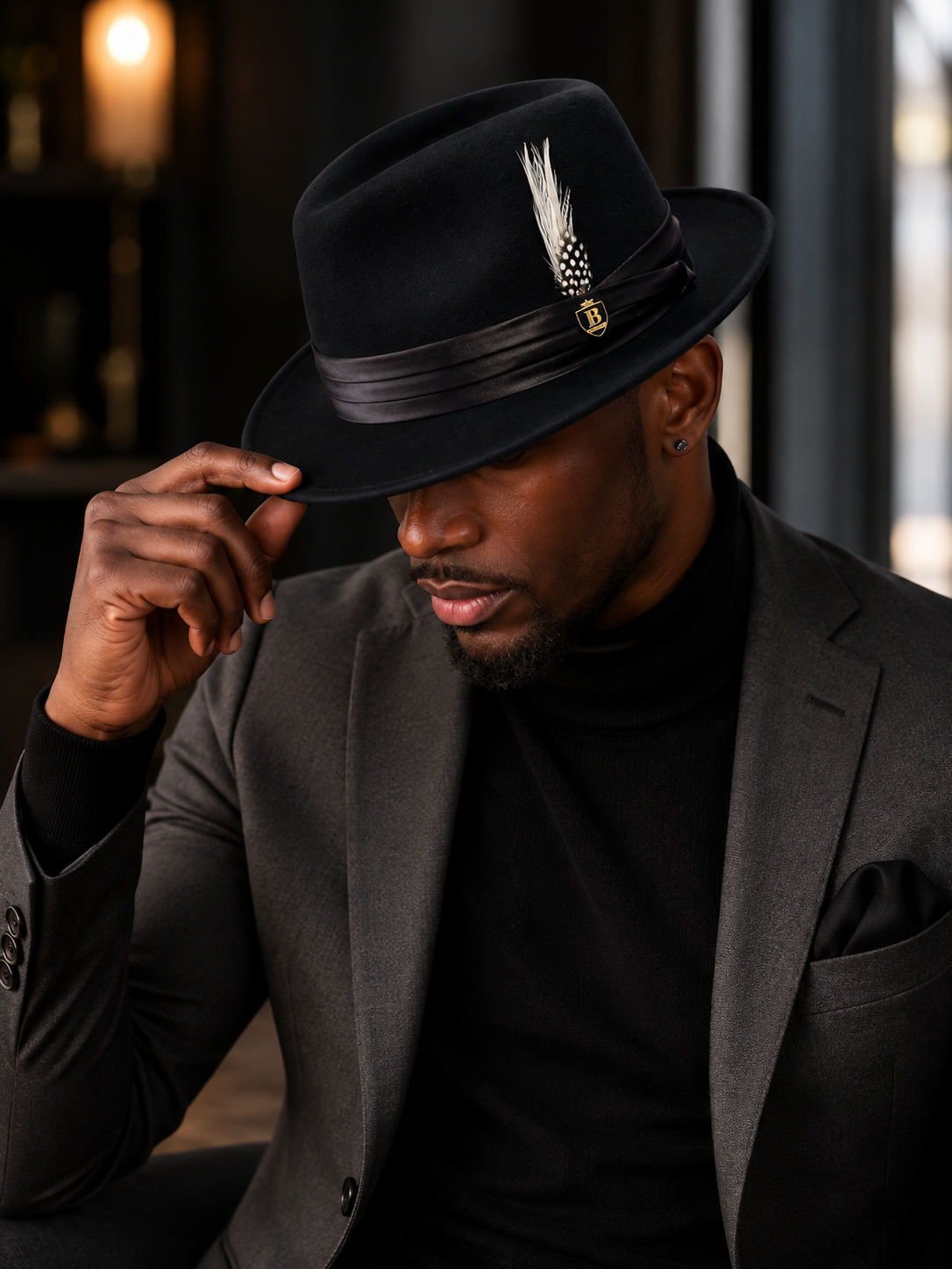 Bruno Capelo Giovani Fedora Hat - Black