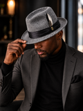 Bruno Capelo Giovani Fedora Hat - Heather Grey/Black