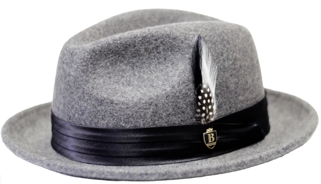 Bruno Capelo Giovani Fedora Hat - Heather Grey/Black