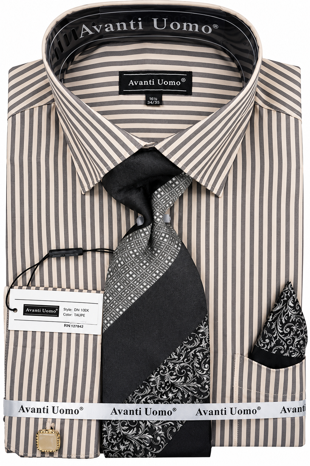 Avanti Uomo Men's Striped Dress Shirt & Tie Set