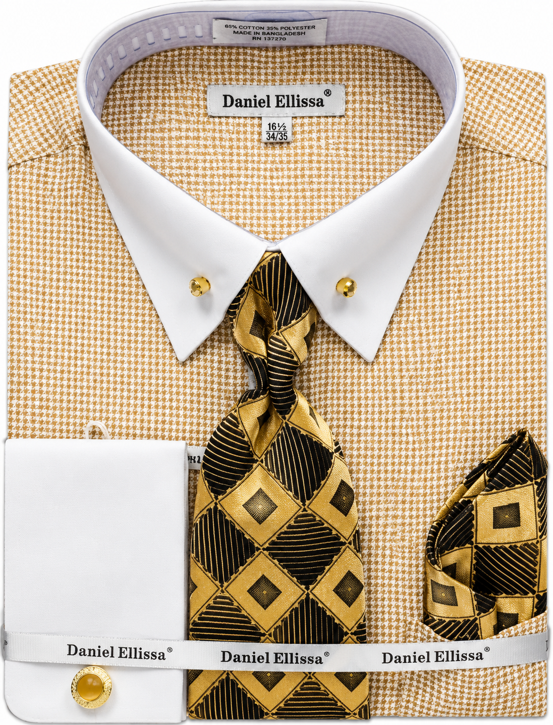 Daniel Ellissa Gold Patterned Dress Shirt Set