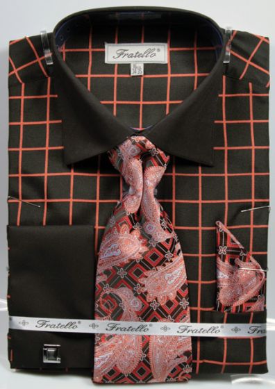 Fratello Men's Textured Dress Shirt & Paisley Tie Set