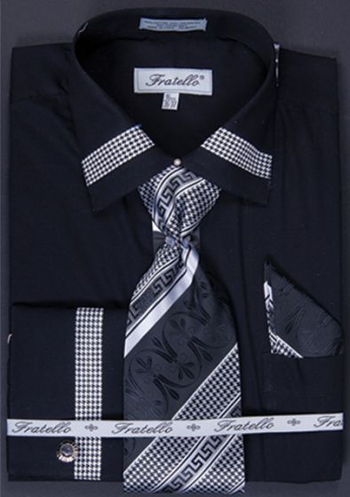 Fratello Men's Dress Shirt & Patterned Tie Set