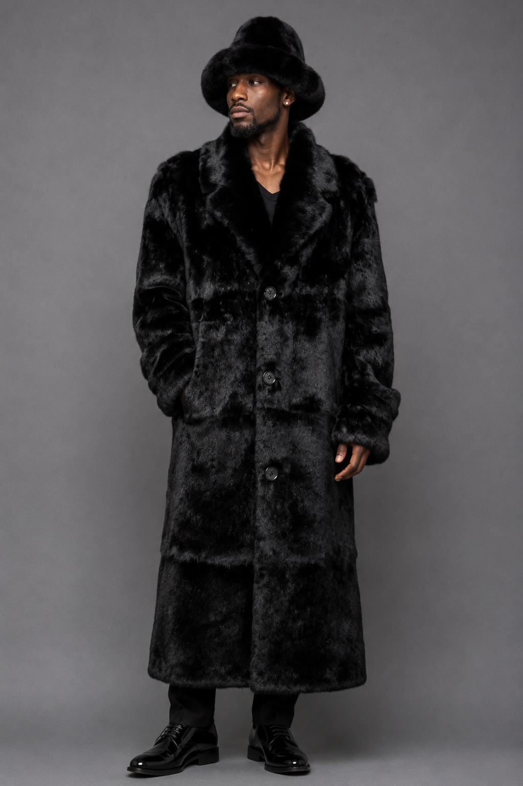 Winter Fur Men's Genuine Rabbit Fur Long Trench Coat