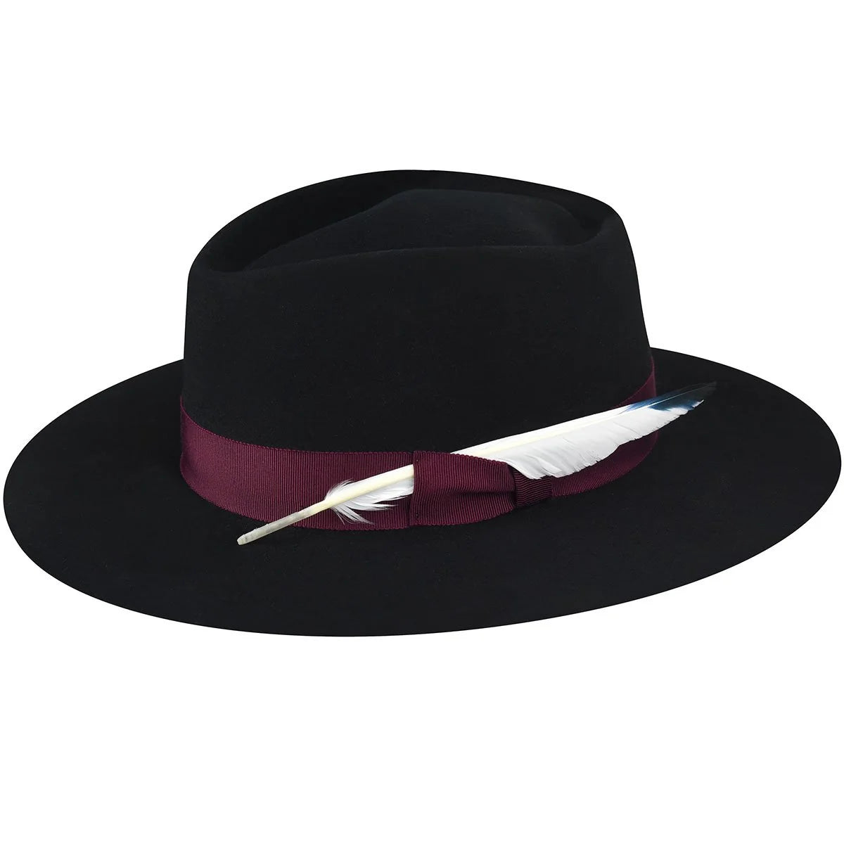 Trimmed & Crowned Austin Fedora Black/Burgundy & Burgundy/Black