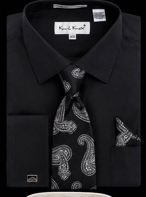 Karl Knox Men's French Cuff Shirt Set - Jacquard Teardrops