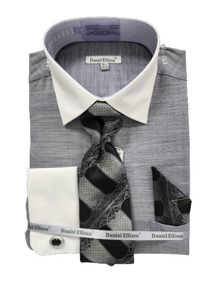 Daniel Ellissa Men's Blue Dress Shirt & Tie Set