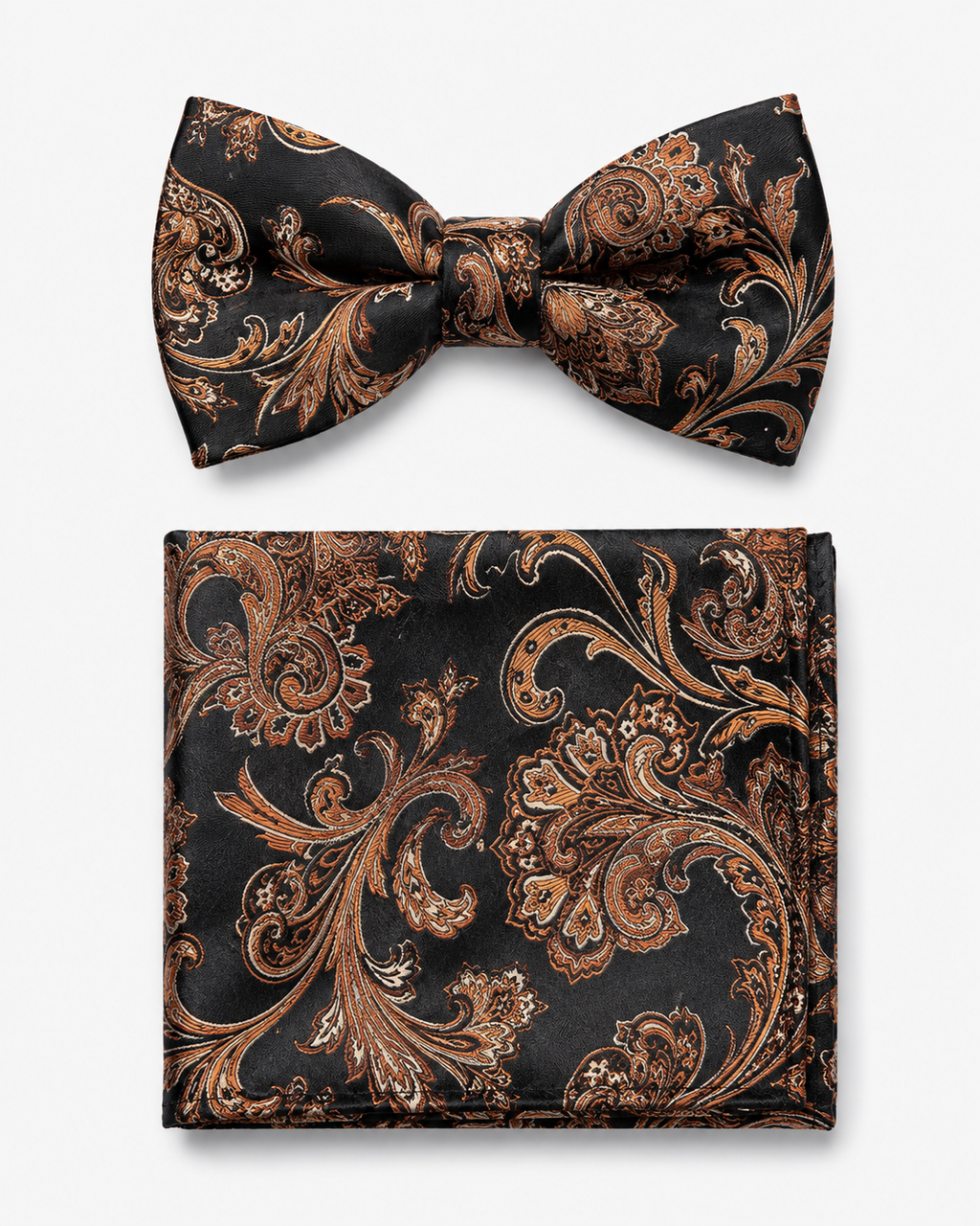 Stacy Adams Bow Tie & Hanky Set – Black Orange Multi