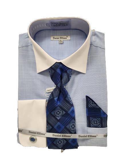 Daniel Ellissa Men's Blue Dress Shirt & Tie Set