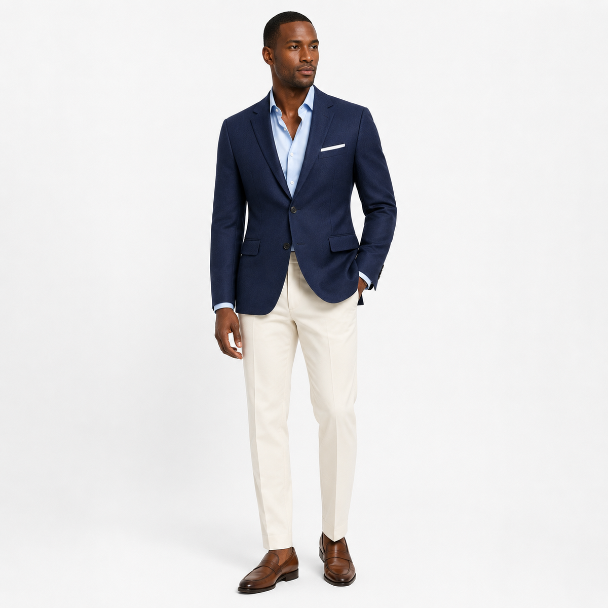 Douglas & Grahame Men's Solid Wool Blazer - Blue