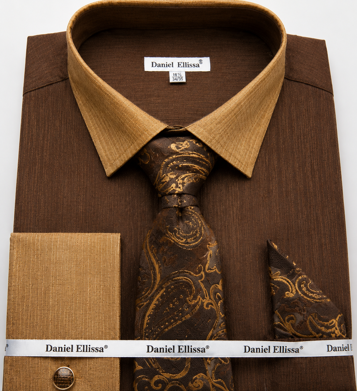 Daniel Ellissa Men's French Cuff Shirt Set - Subtle Textured Heather