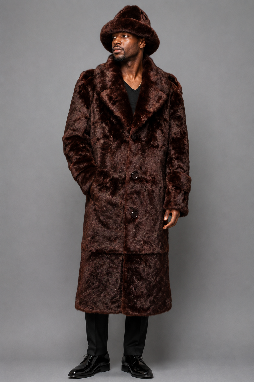 Winter Fur Men's Genuine Rabbit Fur Long Trench Coat