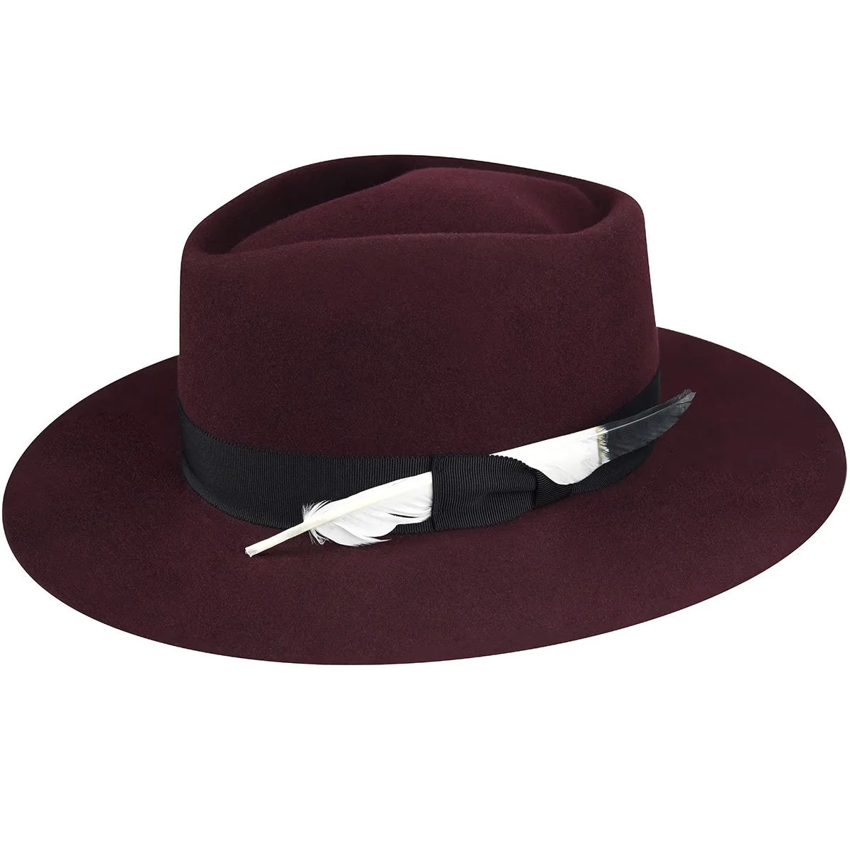 Trimmed & Crowned Austin Fedora Black/Burgundy & Burgundy/Black