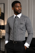 Avanti Uomo Men's Contrast White Collar & French Cuff Dress Shirt Set