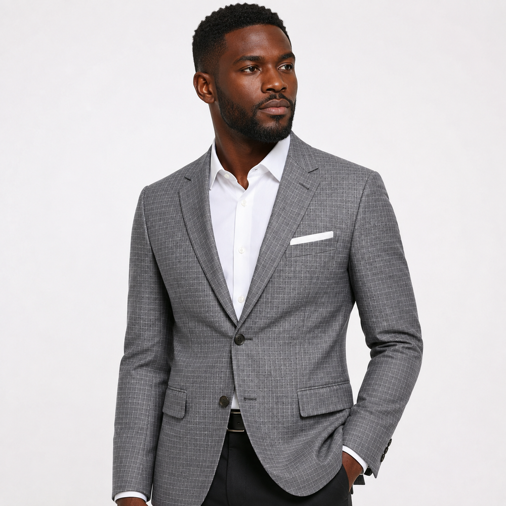 Douglas & Grahame Men's Solid Wool Blazer - Grey