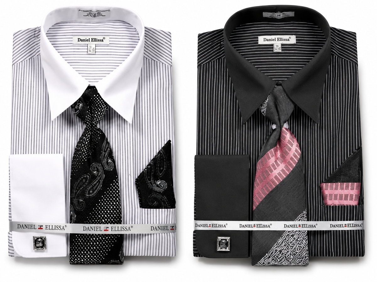 Daniel Ellissa Men's 100% Cotton Stripe Dress Shirt