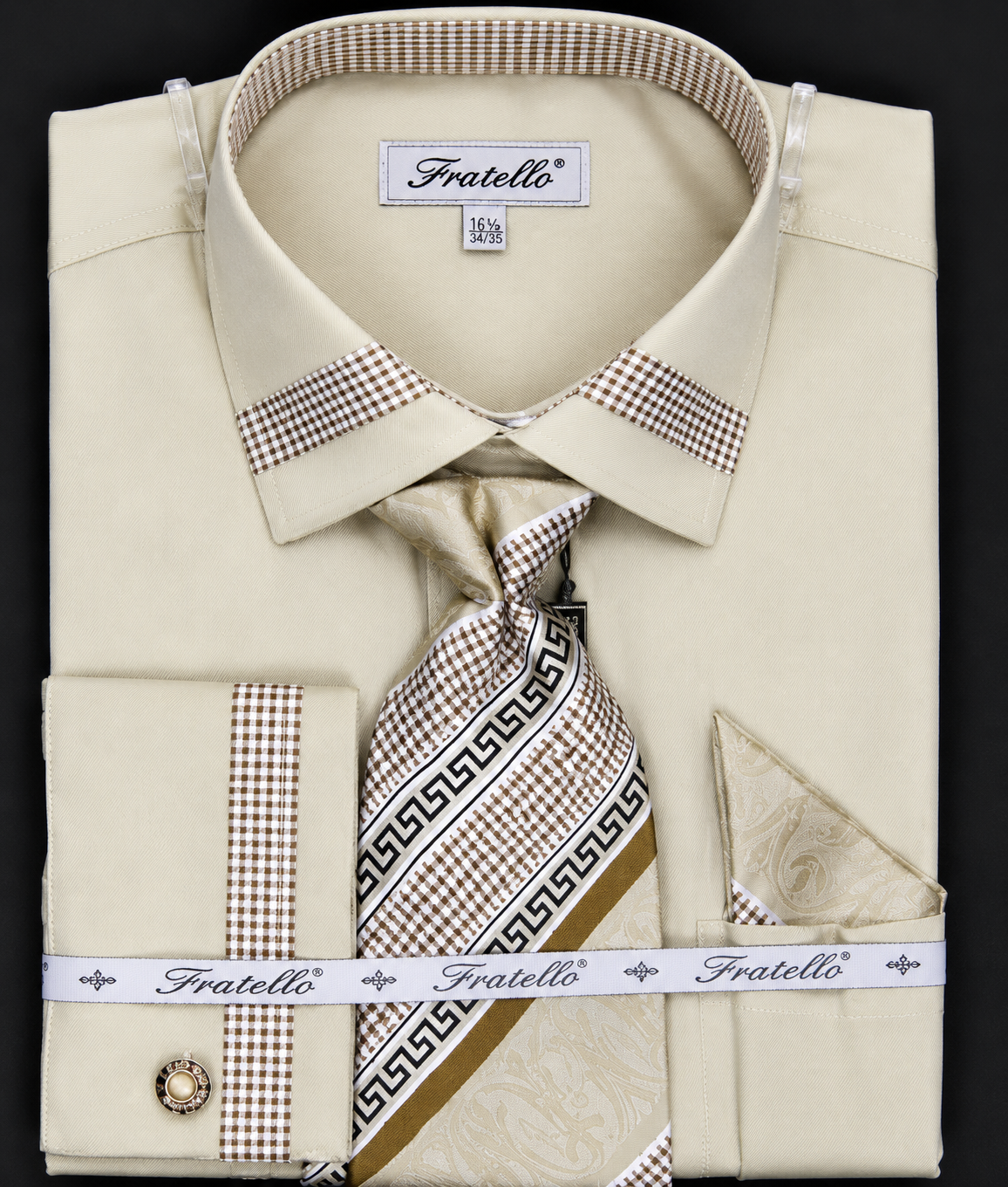 Fratello Men's Dress Shirt & Patterned Tie Set