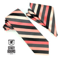 Stacy Adams Diagonal Striped Tie & Hanky Set - Coral