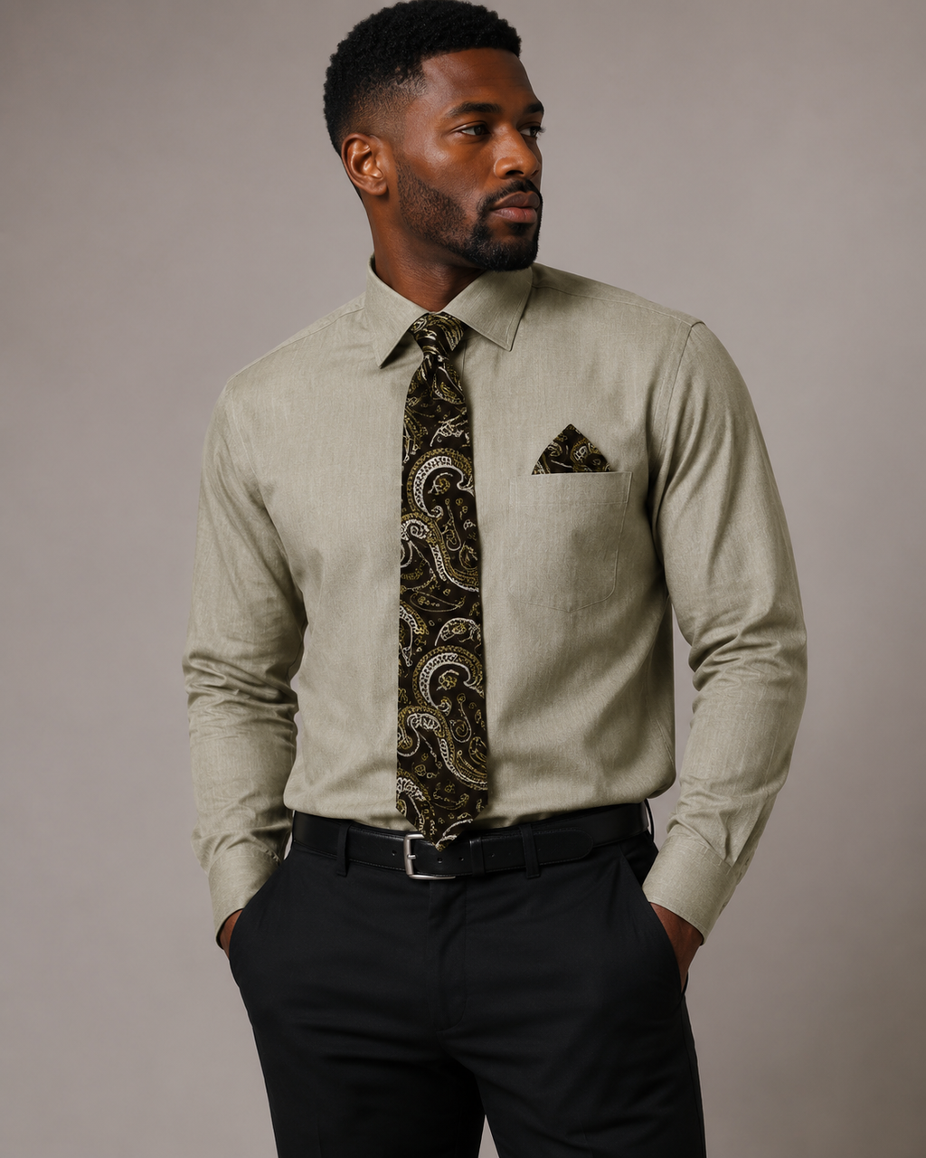 Daniel Ellissa Men's French Cuff Shirt Set - Subtle Textured Heather