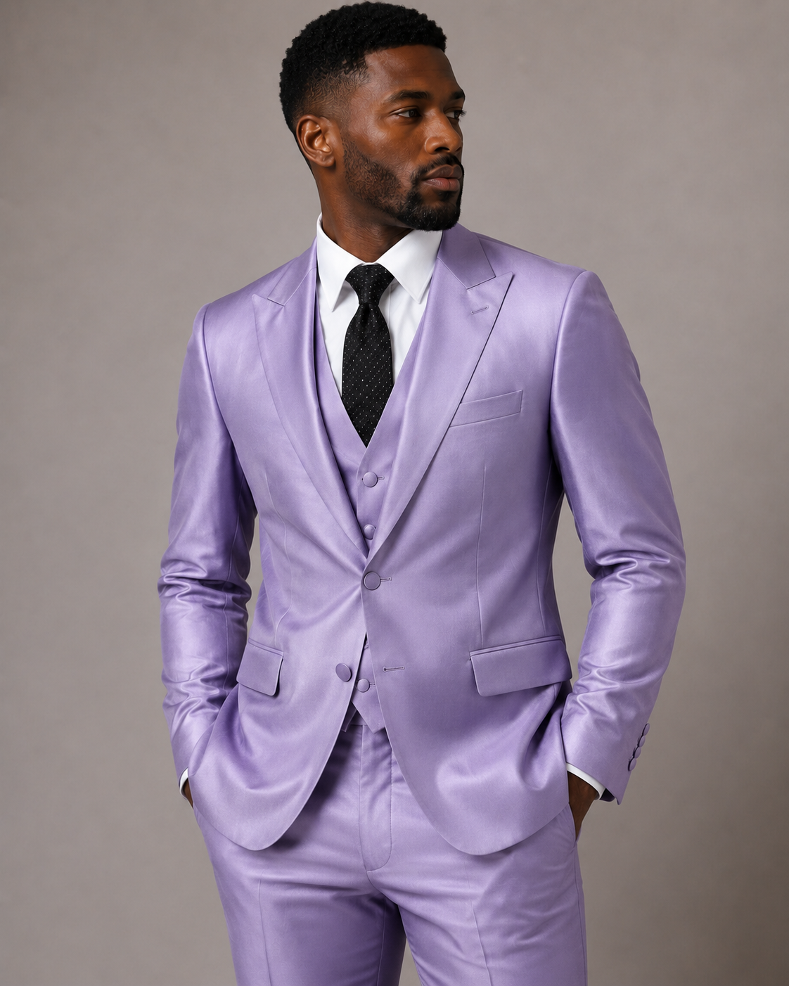 Tazzio Men's 3-Piece Sharkskin Skinny Fit Suit