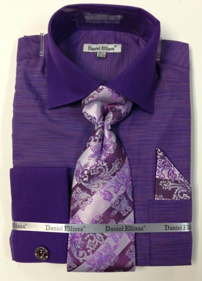 Daniel Ellissa Men's Textured Dress Shirt & Tie Set