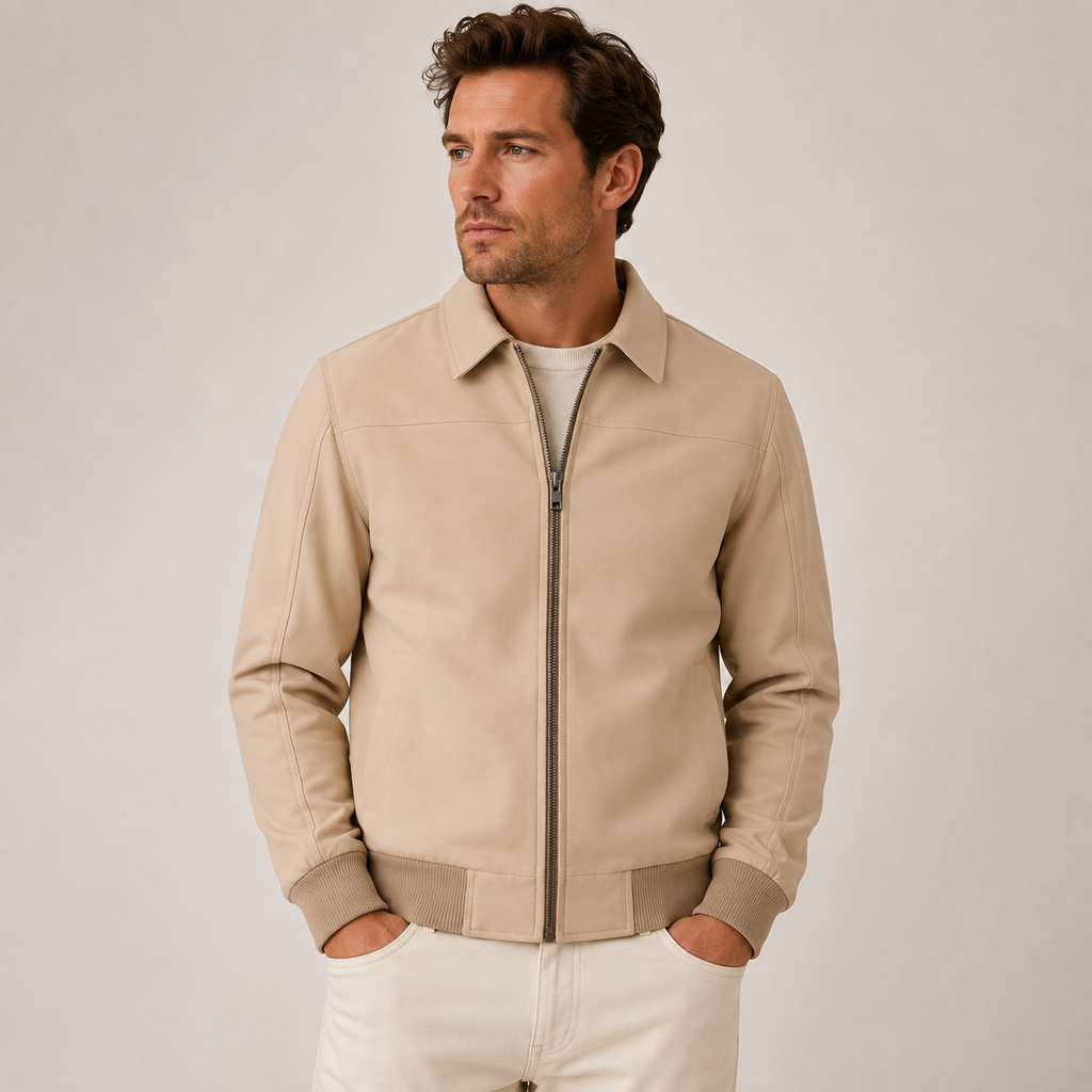 Jakewood Men's Lamb Knox Leather Bomber Jacket