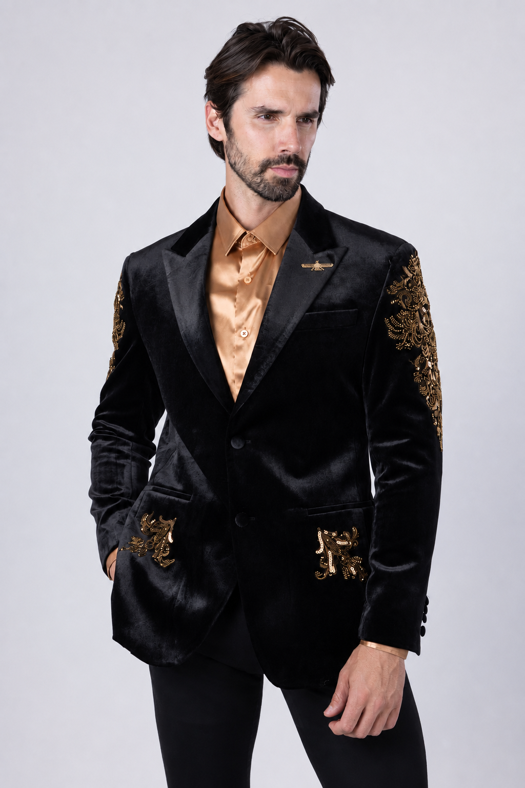 Barabas Men's Palermo Passion Velvet Sequin Blazer – Slim Fit Peak Lapel Luxury Blazer | Harrisburg Central PA