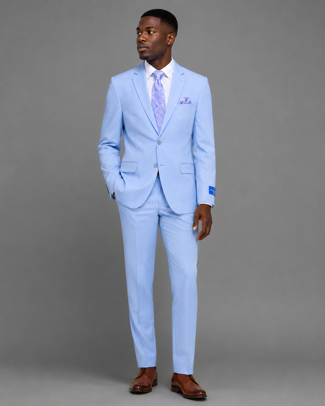 Felipe Men's Regular Fit 2-Button Suit with Flat Front Pants