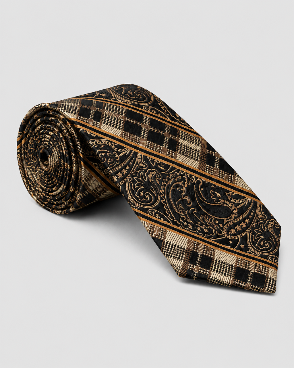 Stacy Adams Plaid Paisley Tie & Pocket Square Set - Taupe
