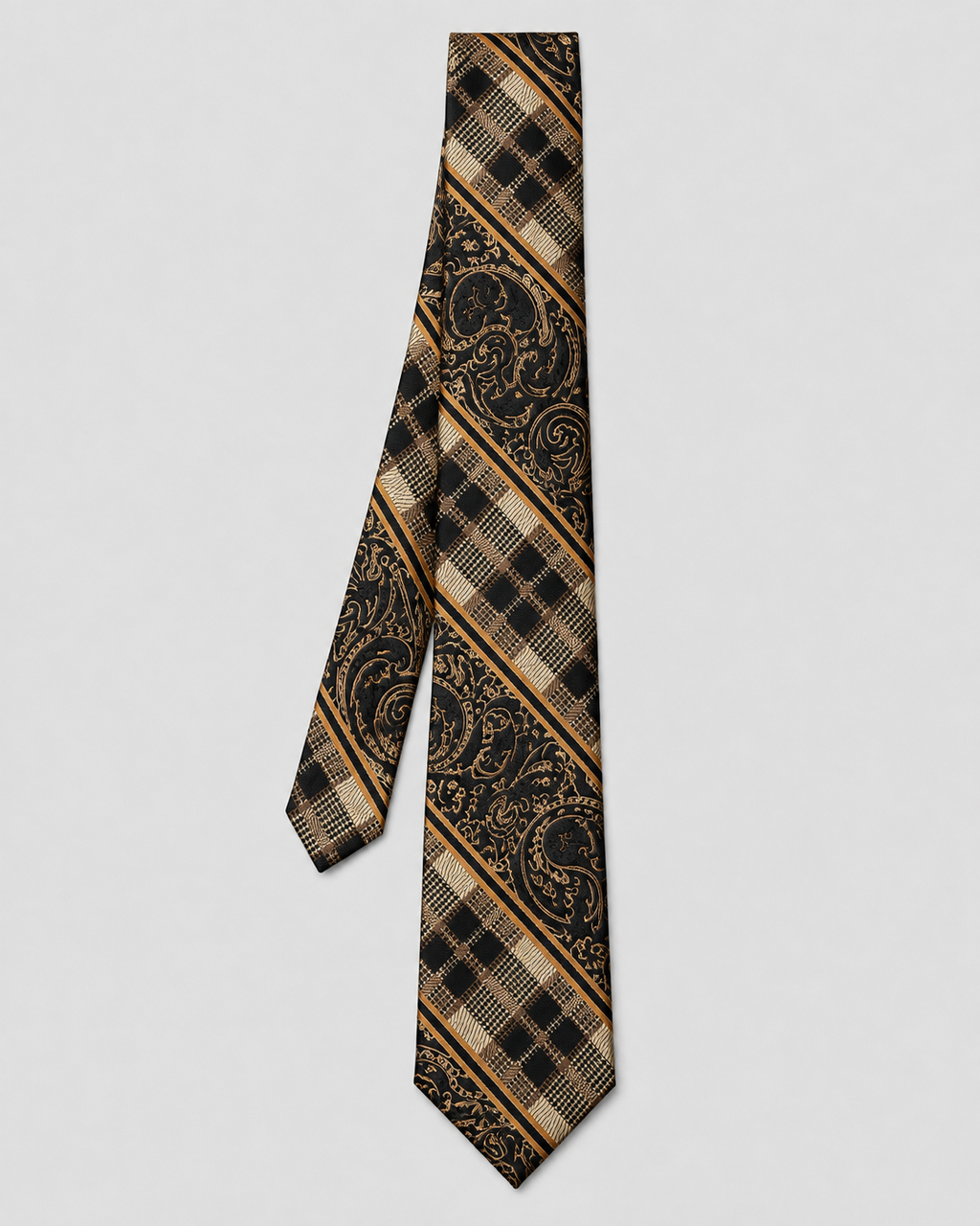 Stacy Adams Plaid Paisley Tie & Pocket Square Set - Taupe