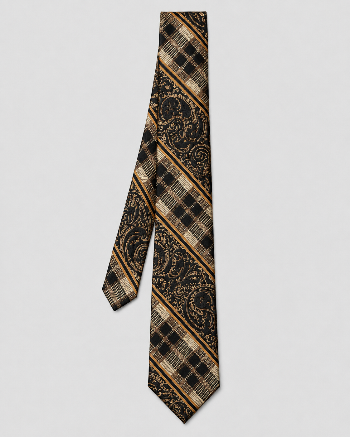 Stacy Adams Plaid Paisley Tie & Pocket Square Set - Taupe