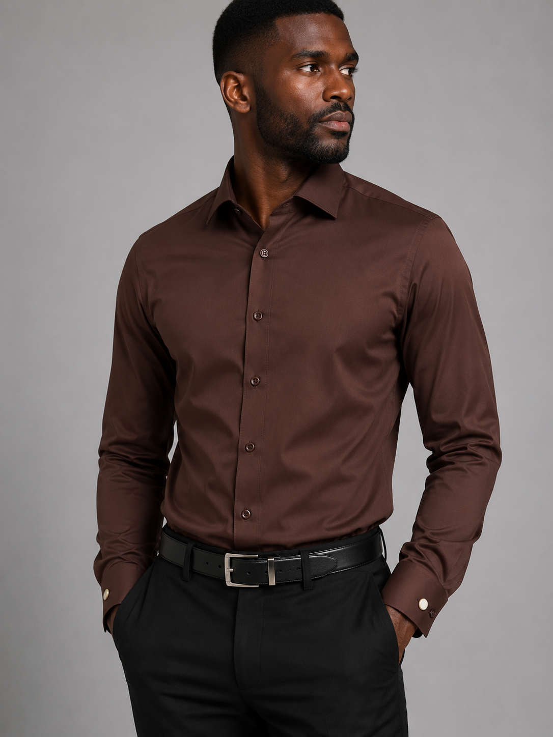St. Patrick Spread Collar Long Sleeve Dress Shirt with French Cuffs