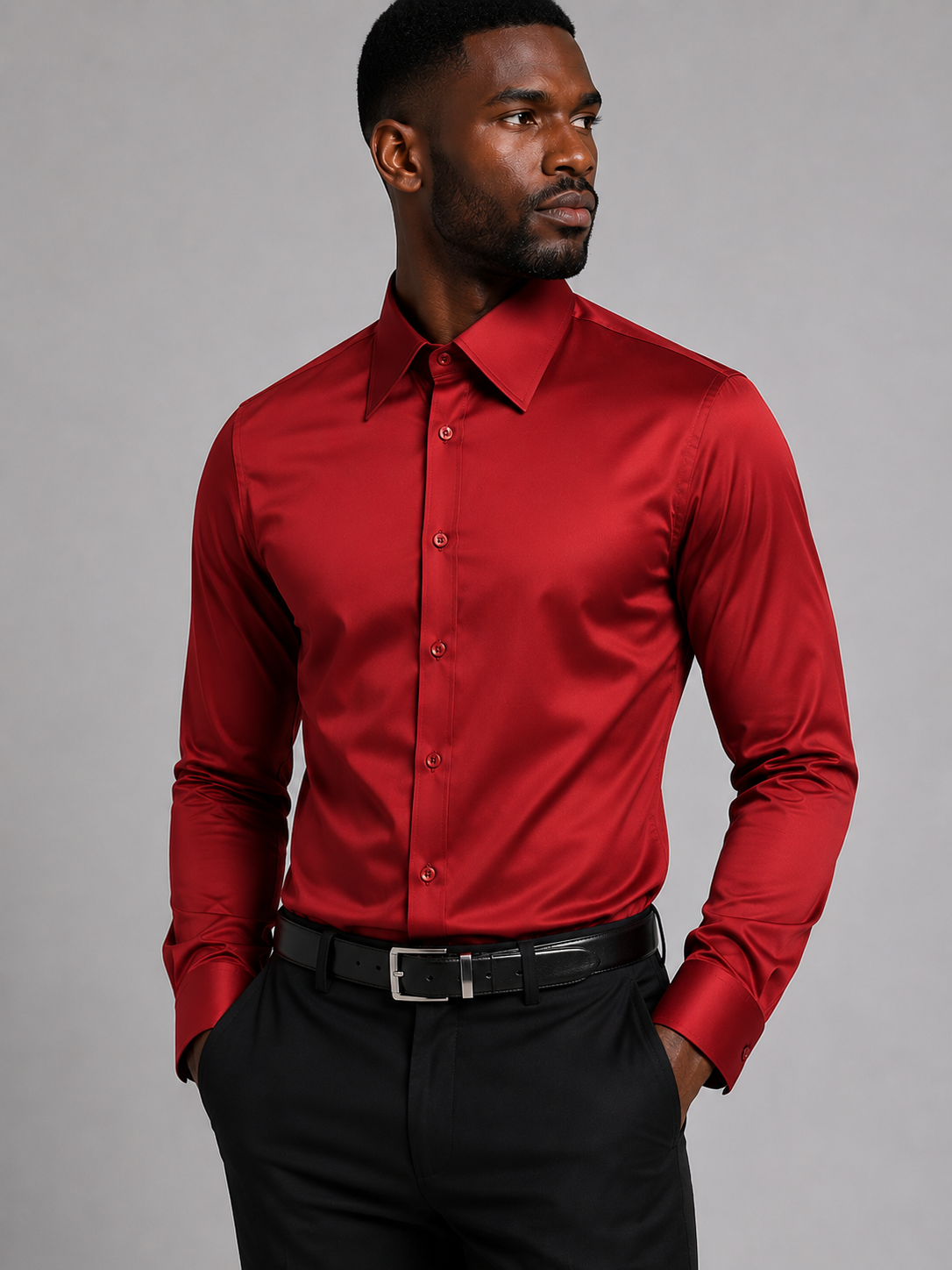 St. Patrick Satin Slim Fit Long Sleeve Dress Shirt