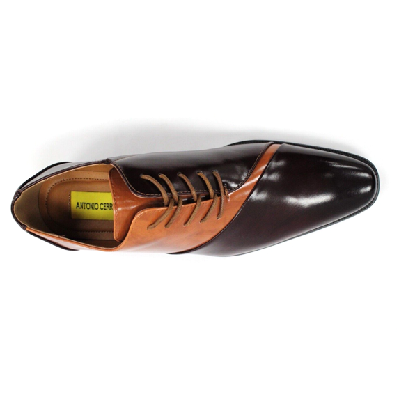 Antonio Cerrelli Burgundy/Tan Leather Lace Dress Shoes