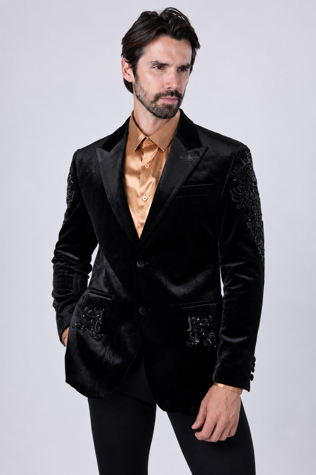 Barabas Men's Palermo Passion Velvet Sequin Blazer – Slim Fit Peak Lapel Luxury Blazer | Harrisburg Central PA