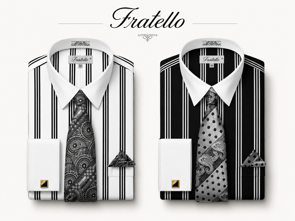 Fratello Men's Striped Dress Shirt & Tie Set