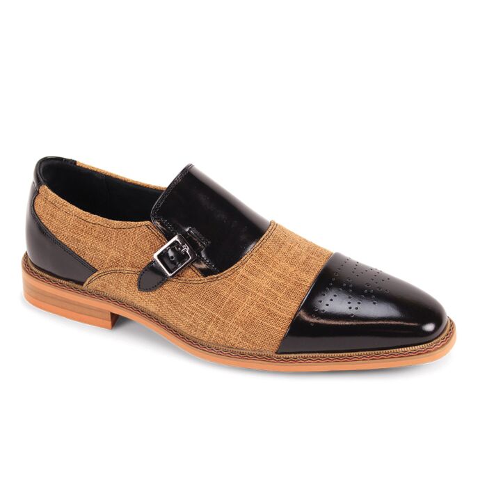 Giovanni Avon Cap Toe Buckle Dress Shoes Black & Tan