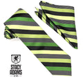 Stacy Adams Diagonal Striped Tie & Hanky Set - Green