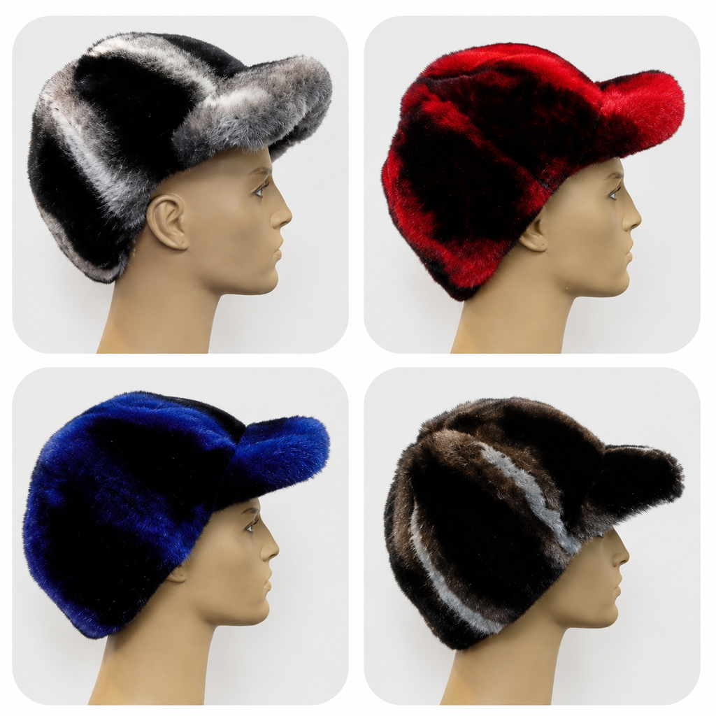 Winter Fur Men's Genuine Rex Rabbit Fur Baseball Cap Natural