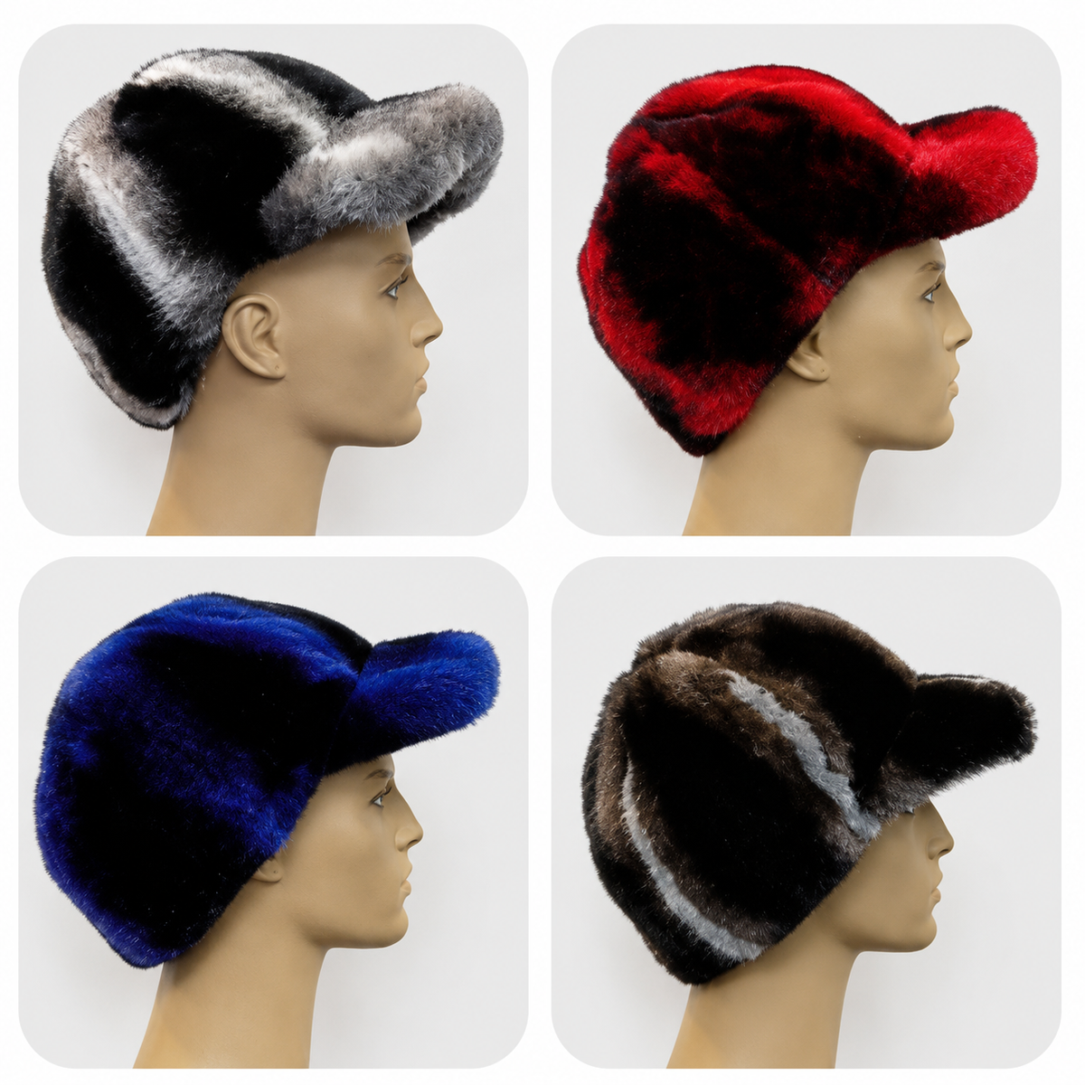Winter Fur Men's Genuine Rex Rabbit Fur Baseball Cap Natural