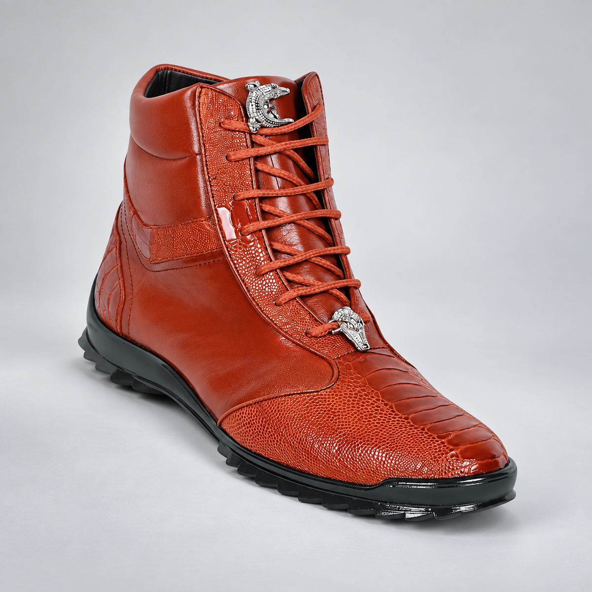 Los Altos ZC120503 ostrich leg exotic leather casual shoe in Cognac