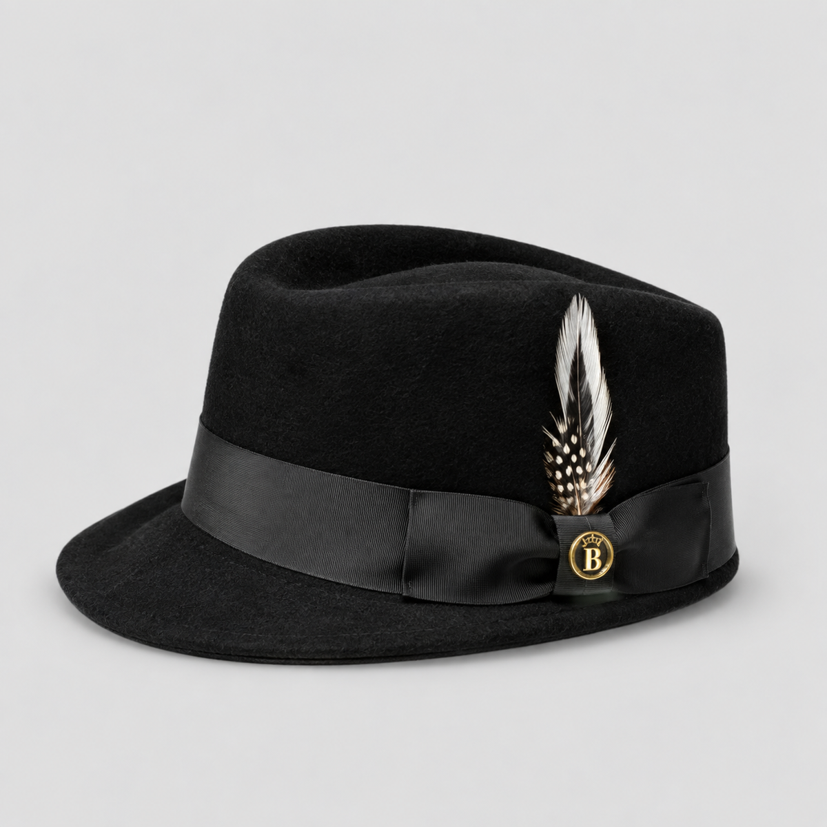 Bruno Capelo Legionnaire Collection Black Australian wool hat with wire-edge brim