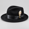 Bruno Capelo Titan Collection Black fedora with beaver-hair-look finish