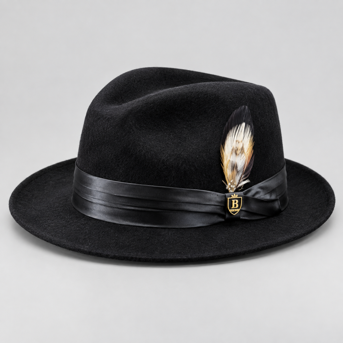 Bruno Capelo Titan Collection Black fedora with beaver-hair-look finish