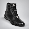 Los Altos ZC120505 ostrich leg exotic leather casual shoe in Black