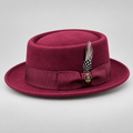Bruno Capelo Pork Pie Collection Burgundy Australian wool hat