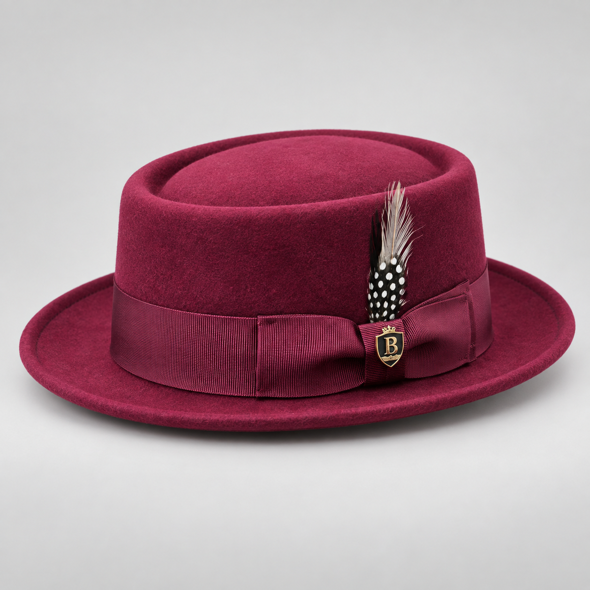 Bruno Capelo Pork Pie Collection Burgundy Australian wool hat