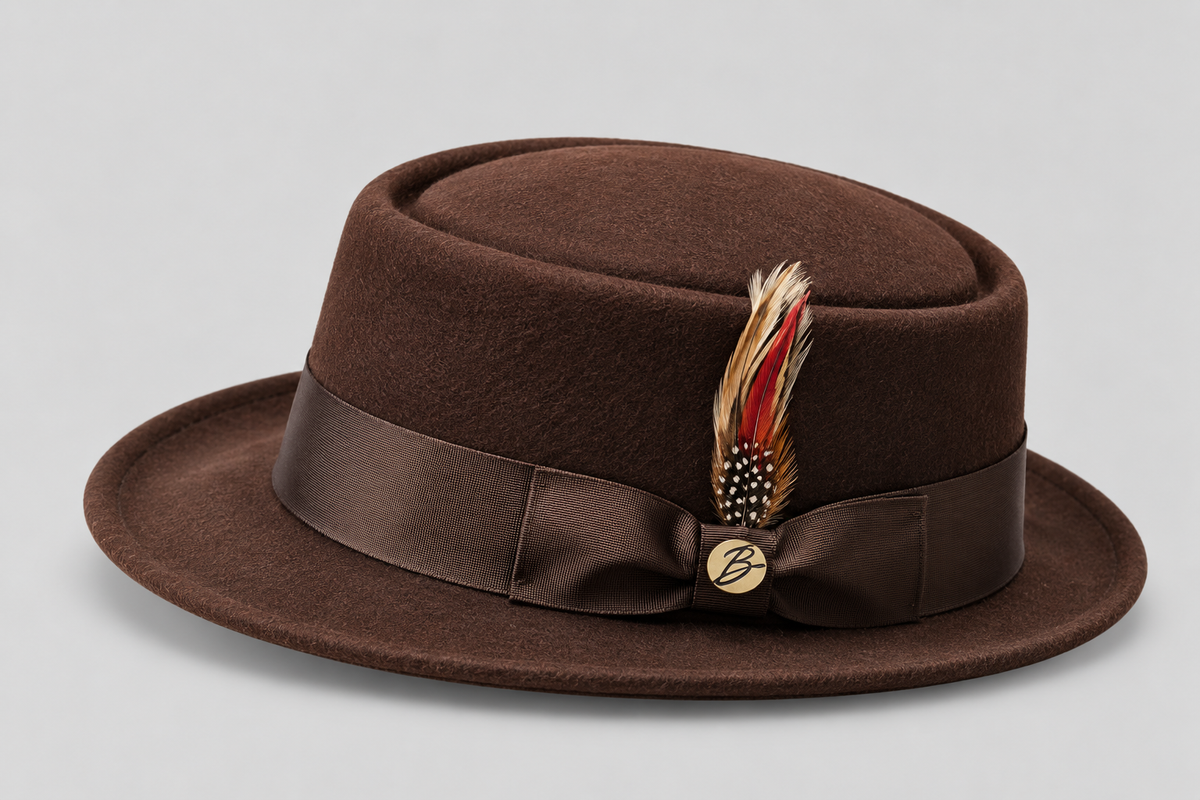 Bruno Capelo Maddox Bentley Collection Dark Brown wool-felt pork pie hat