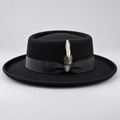 Bruno Capelo Gambler Collection Black Australian wool Gambler hat with telescope crown